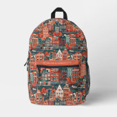 Individuelle Name Dutch Houses Pattern Bedruckter Rucksack (Vorderseite)