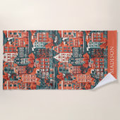 Individuelle Name Dutch Houses Pattern Strandtuch (Vorderseite)