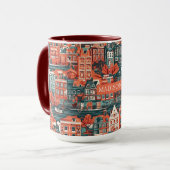 Individuelle Name Dutch Houses Pattern Tasse (Vorderseite Links)