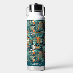 Individuelle Name Dutch Houses Pattern Trinkflasche