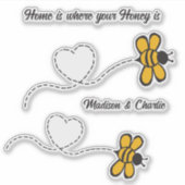 Individuelle Name(e) & Text Happy Liebe Bees Aufkleber (Vorderseite)