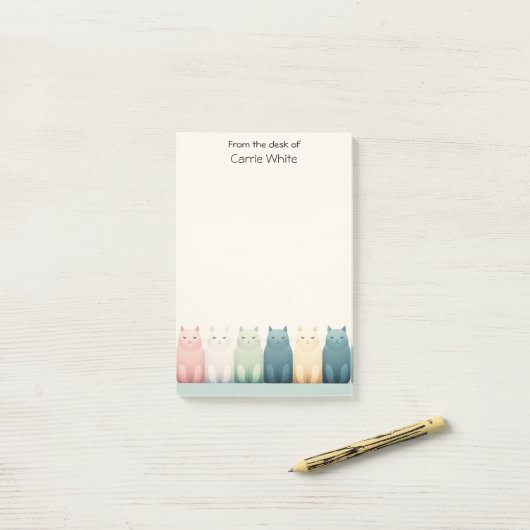 Individuelle Name Editor mit Katzen Post-it Klebezettel (Auf Schreibtisch)