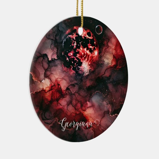 Individuelle Name Eerie Bloomonden Halloween Alkoh Keramik Ornament (Rechts)