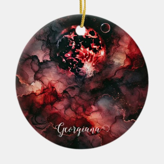 Individuelle Name Eerie Bloomonden Halloween Alkoh Keramik Ornament (Vorne)