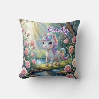 Individuelle Name Einhornplatz Pillow - Rose Fores Kissen