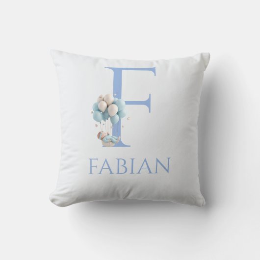 Individuelle Name Eins mit Ballons Kissen (Vorderseite)