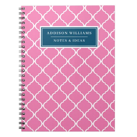 Individuelle Name Einzigartiges blaurosa Gittermus Notizblock (Vorderseite)