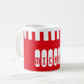 Individuelle Name Einzigartiges rotes Muster Kaffeetasse (Vorderseite Links)