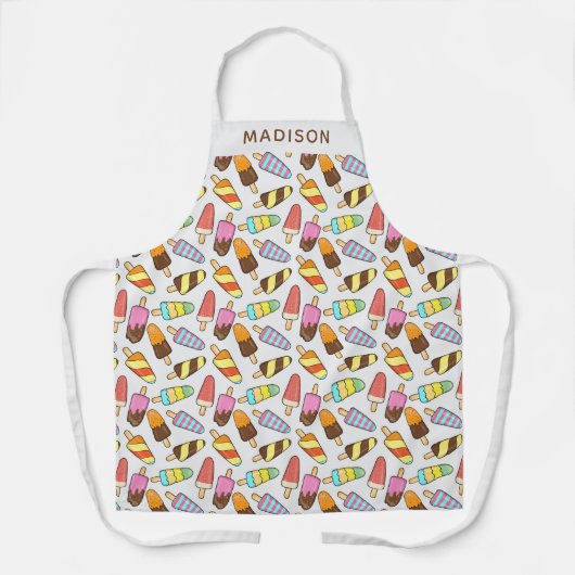 Individuelle Name Eis Cream Popsicles Musterbeispi Schürze (Vorderseite)