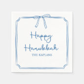 Individuelle Name Elegant Blue Bow Hanukkah Party Serviette (Vorderseite)
