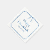 Individuelle Name Elegant Blue Bow Hanukkah Party Serviette (Ecke)