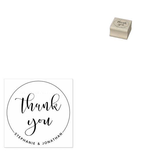 Individuelle Name | Elegant Danke, Script Wedding Gummistempel (Stempel)