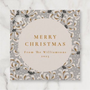 Individuelle Name Elegant Gold Grau Weihnachten Geschenkanhänger