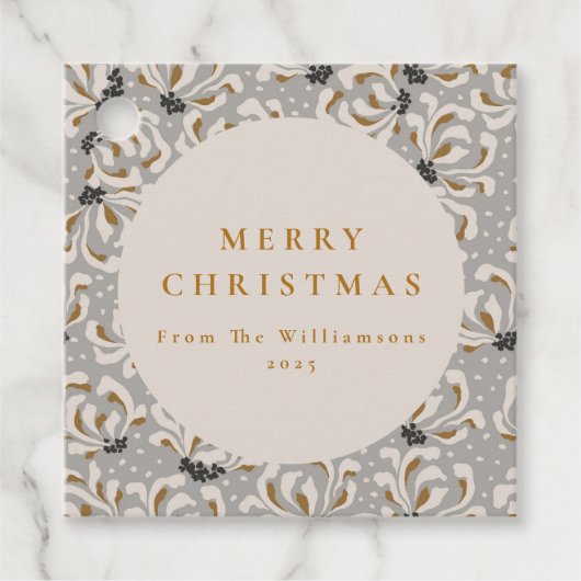 Individuelle Name Elegant Gold Grau Weihnachten Geschenkanhänger (Vorderseite)