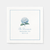 Individuelle Name Elegant Light Blue Hydrangea Wed Serviette (Vorderseite)