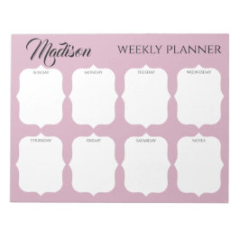 Individuelle Name Elegant Weekly Planner Notepad Notizblock