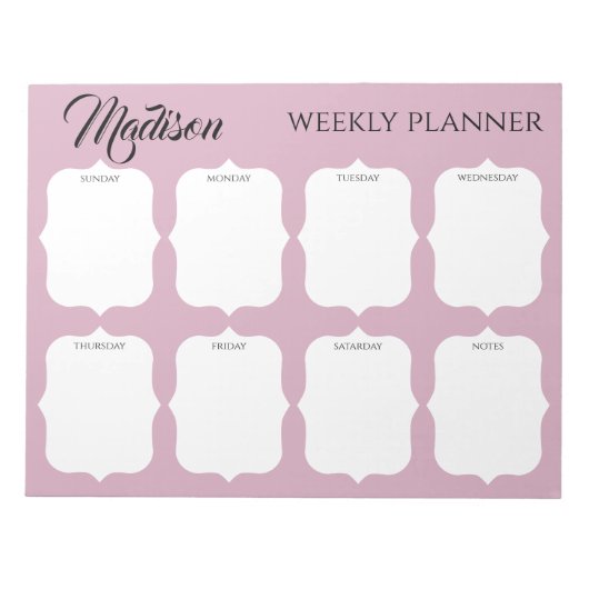 Individuelle Name Elegant Weekly Planner Notepad Notizblock (Vorderseite)
