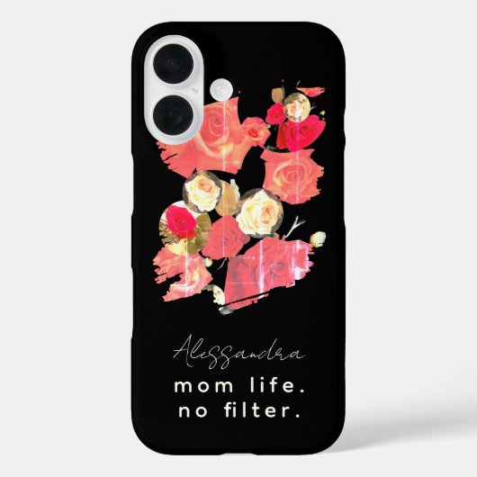 Individuelle Name Elegante Schwarz-Weiß-Mama Case-Mate iPhone Hülle (Rückseite)