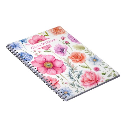 Individuelle Name Elegantes Blumenmuster Notizblock (Rechte Seite)