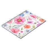 Individuelle Name Elegantes Blumenmuster Notizblock (Linke Seite)