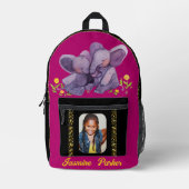 Individuelle Name Elephant Glitzer Lefty Lila Scho Bedruckter Rucksack (Vorderseite)