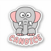 Individuelle Name Elephant Zoo Tier Aufkleber (Vorderseite)