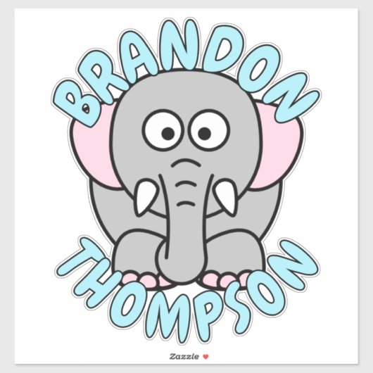 Individuelle Name Elephant Zoo Tier Aufkleber (Blatt)