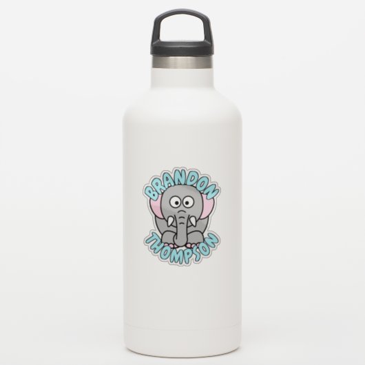 Individuelle Name Elephant Zoo Tier Aufkleber (Wassserflasche)