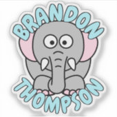 Individuelle Name Elephant Zoo Tier Aufkleber (Vorderseite)