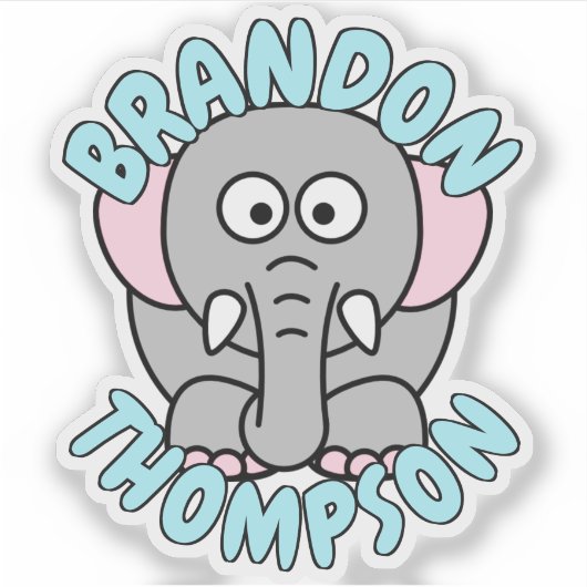 Individuelle Name Elephant Zoo Tier Aufkleber (Vorderseite)