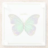 Individuelle Name Emerald Butterfly Glass Unterset Glasuntersetzer (Rückseite)
