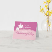 Individuelle Name Emma Christening Dove on Pink Karte (Gelbe Blume)