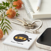 Individuelle Name Emoji Ninja Button Schlüsselanhänger (Vorderseite rechts)