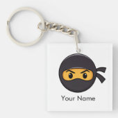 Individuelle Name Emoji Ninja Button Schlüsselanhänger (Vorderseite)