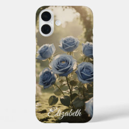 Individuelle Name Enchanted Blue Rose Romantische  iPhone 16 Plus Hülle
