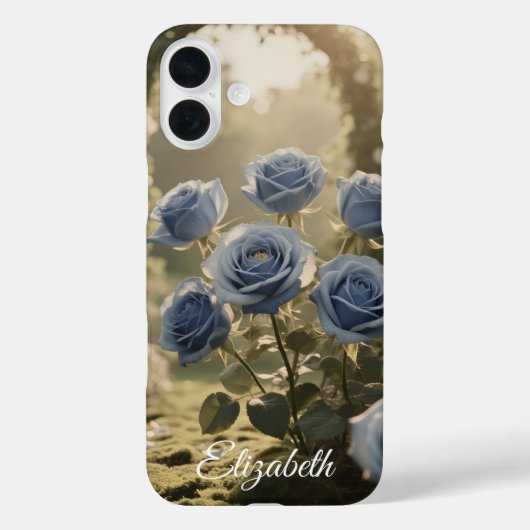 Individuelle Name Enchanted Blue Rose Romantische  Case-Mate iPhone Hülle (Rückseite)