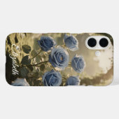 Individuelle Name Enchanted Blue Rose Romantische  Case-Mate iPhone Hülle (Rückseite (Horizontal))