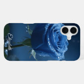 Individuelle Name Enchanted Blue Rose Romantische iPhone Hülle (Rückseite (Horizontal))