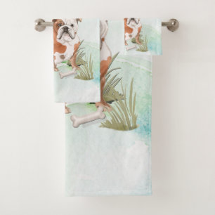 Individuelle Name English Bulldog Pet Hund Badhandtuch Set