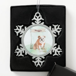 Individuelle Name English Bulldog Pet Hund Schneeflocken Zinn-Ornament