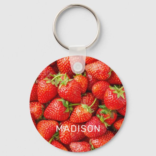 Individuelle Name Erdbeeren Schlüsselanhänger (Vorderseite)
