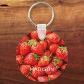 Individuelle Name Erdbeeren Schlüsselanhänger (Vorderseite)