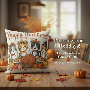 Individuelle Name Erntedank Katzen Dekoration Kissen