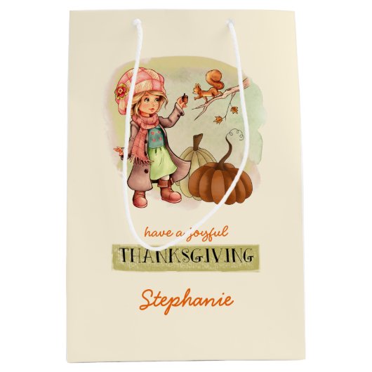 Individuelle Name Erntedank Mittlere Geschenktüte (Vorderseite)