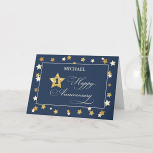 Individuelle Name Erste Angestellte Jahrestag Navy Karte
