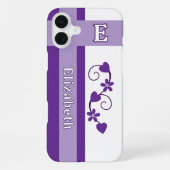 Individuelle Name erste Blume Herzen lila iPhone Hülle (Rückseite)