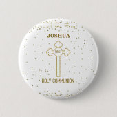 Individuelle Name Erste heilige Kommunion Gold Loo Button (Vorderseite)