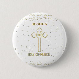 Individuelle Name Erste heilige Kommunion Gold Loo Button
