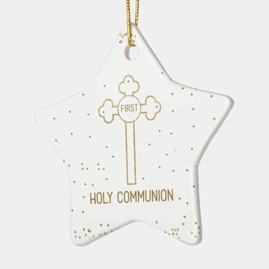 Individuelle Name Erste heilige Kommunion Gold Loo Keramik Ornament (Links)