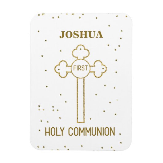 Individuelle Name Erste heilige Kommunion Gold Loo Magnet (Vertikal)
